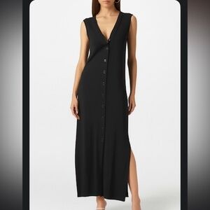 EXPRESS vintage 90s tricot black sleeveless dress midi M